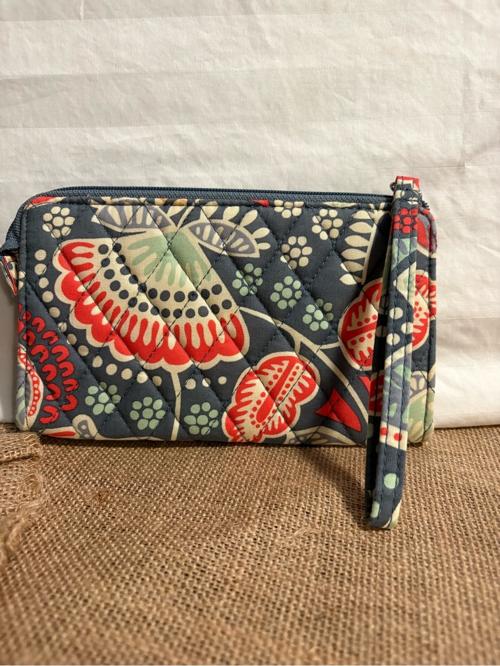 Vera Bradley Quilted Wristlet Wallet - Navy, Red & Mint